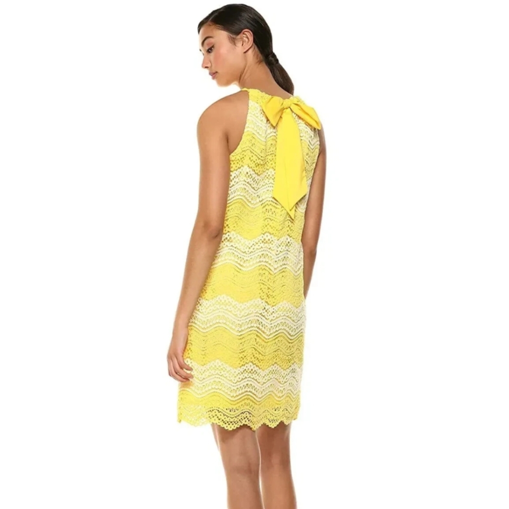 NWT Trina Turk Yellow and Cream Lace Dress size Large